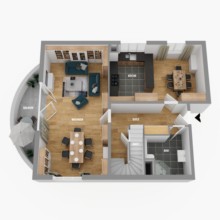 Exklusive Eigentumswohnung nahe Golfplatz Stolpe - 3D Grundriss 1.Obergeschoss